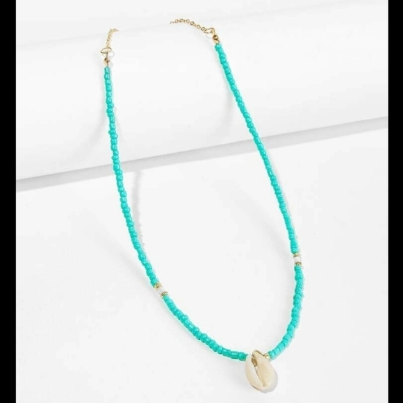 Blue Mini Bead and Puka Shell Necklace - Picture 2 of 5
